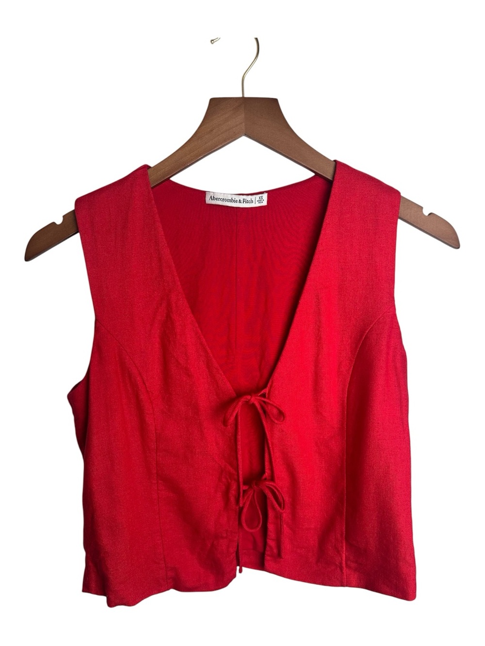 Abercrombie & Fitch Linen Blend Tie Front Vest